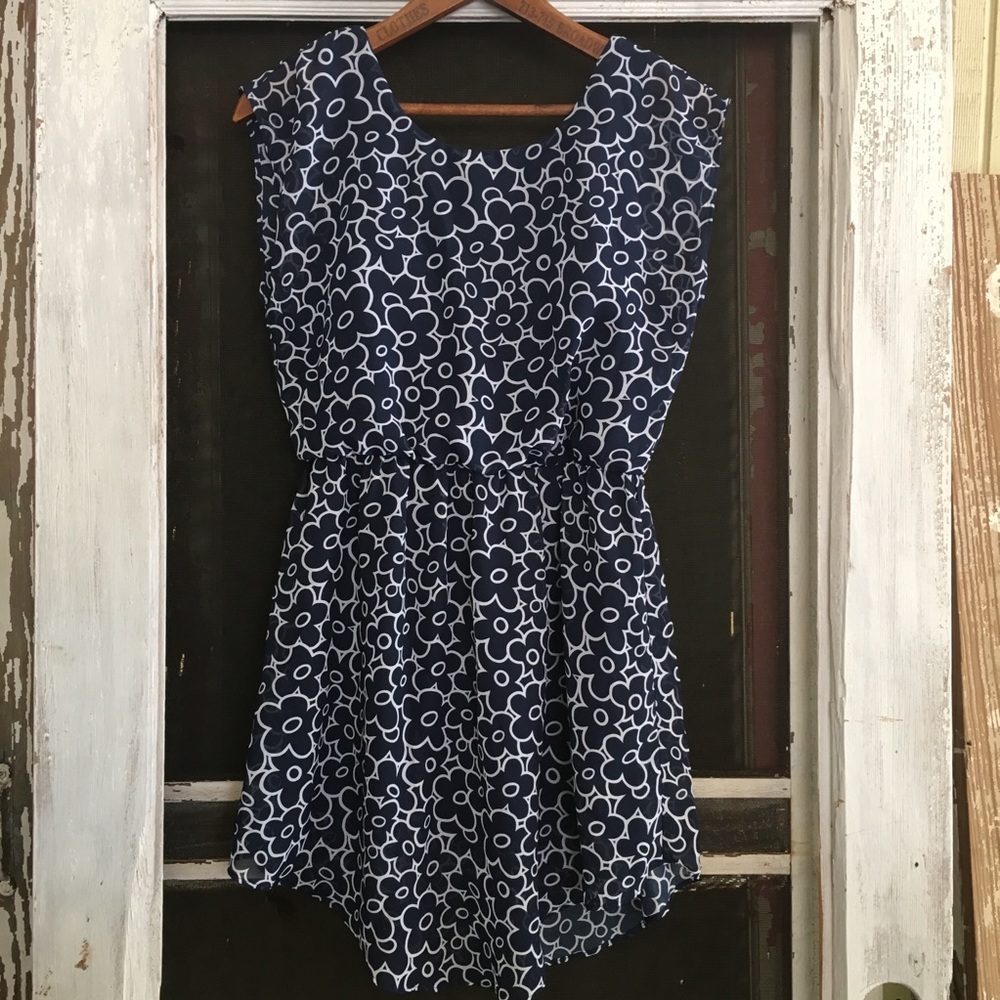 Navy Floral Girls Dress